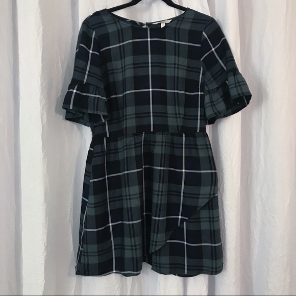 Speechless Dresses & Skirts - Blue & Green Plaid Dress Ruffle Sleeve Speechless Dresses & Skirts - Blue & Green Plaid Dress Ruffle Sleeve